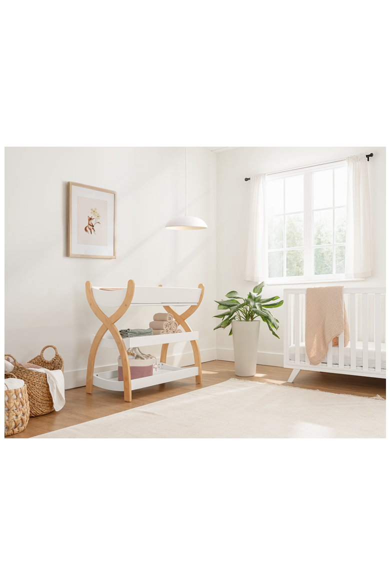 Baby Changing Table, Alternate, color, White With Natural Wood Legs