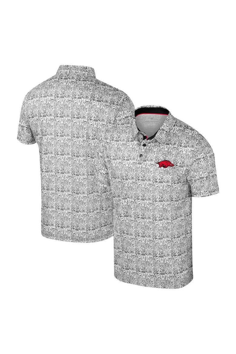 Men's Colosseum White Arkansas Razorbacks Big & Tall It's Time! Allover Printed Polo, Alternate, color, White