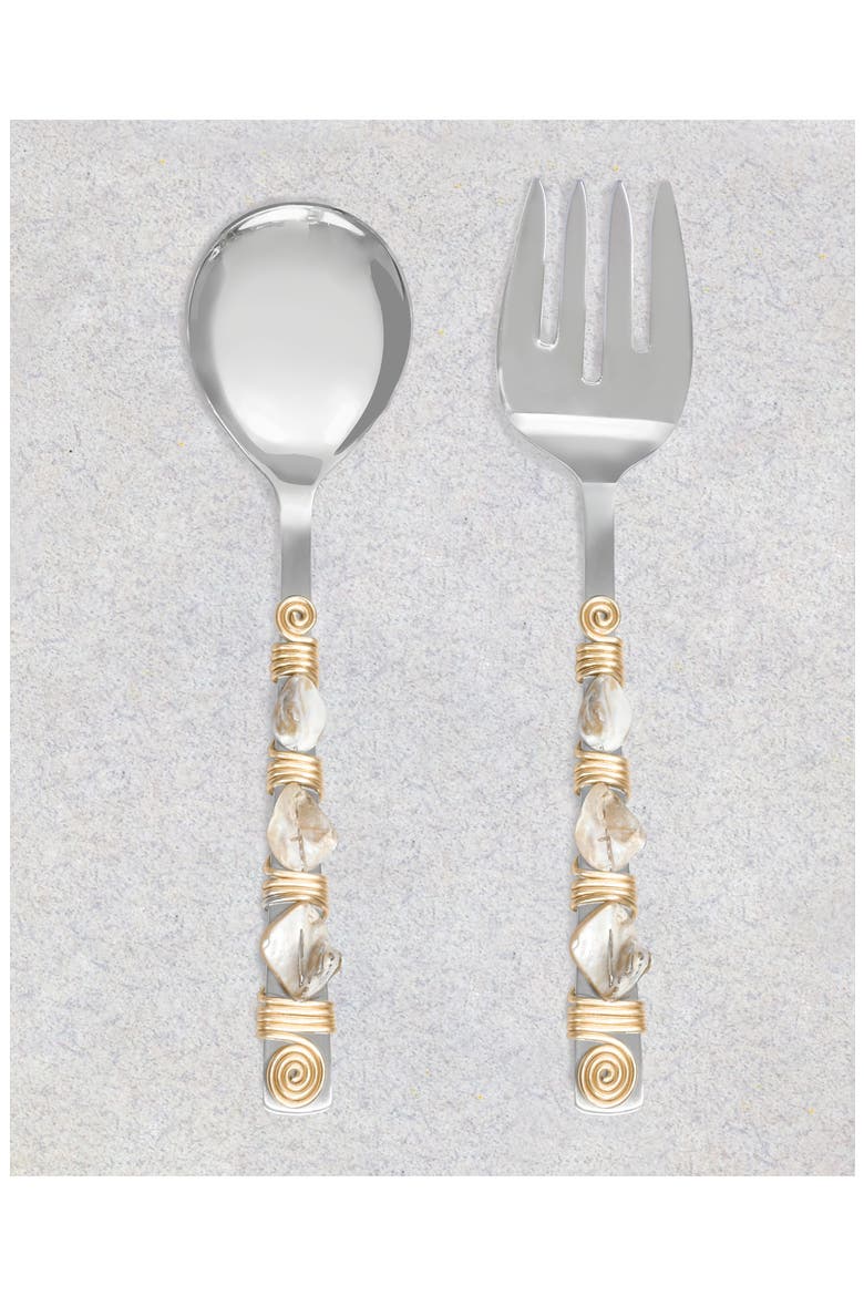 Mother-of-Pearl 2-Piece Salad Serving Set, Alternate, color, IVORY/ GOLD