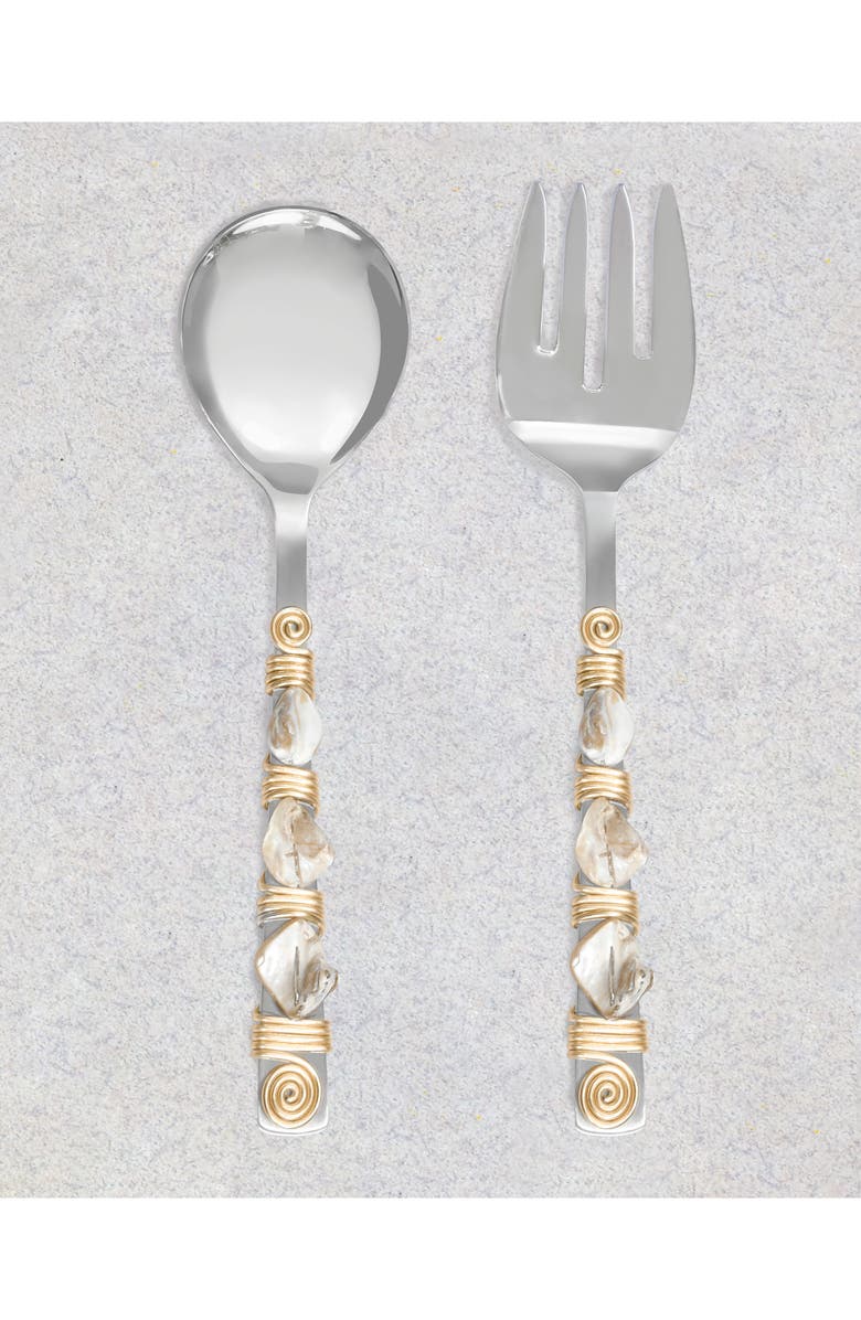 Tiramisu Mother-of-Pearl 2-Piece Salad Serving Set, Alternate, color, Ivory/ Gold
