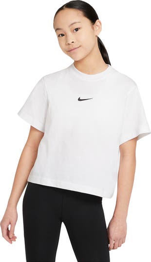 Sportswear Kids' Essential Boxy Embroidered Swoosh T-Shirt