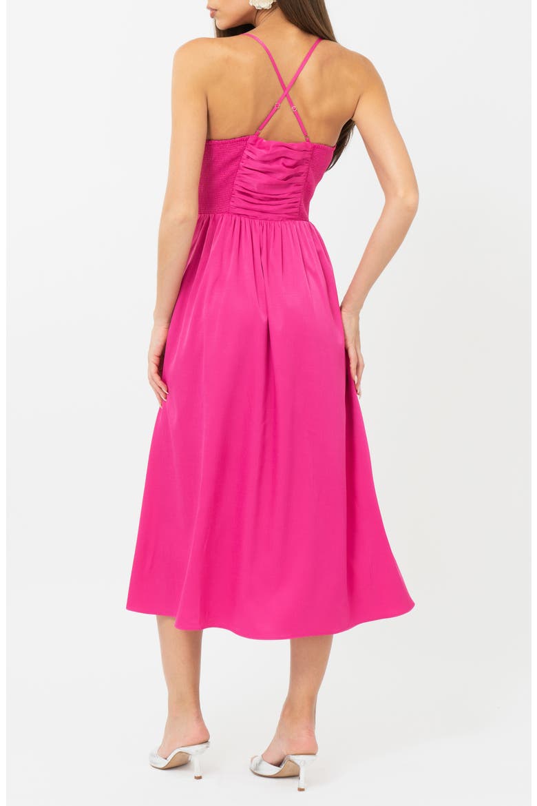 Elyse Ruched Midi Dress, Alternate, color, CABARET PINK