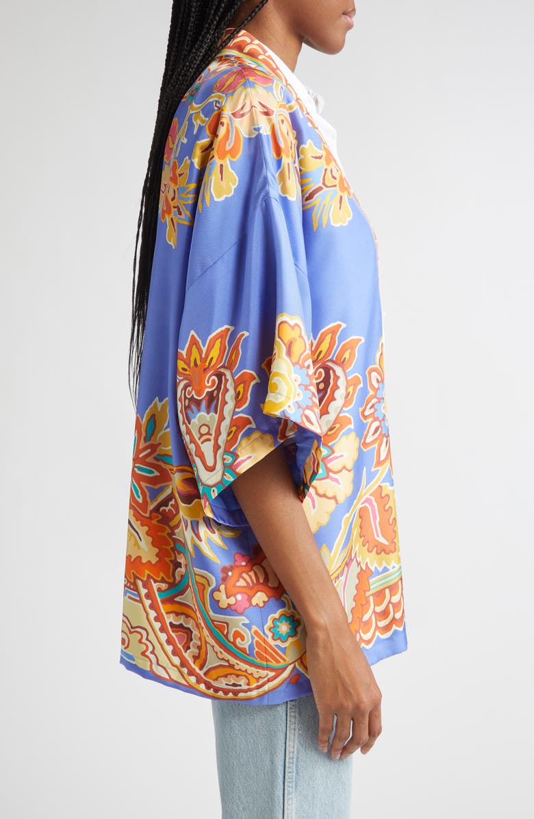 Etro Paisley Print Open Front Silk Twill Jacket, Alternate, color, Printed Azure Base