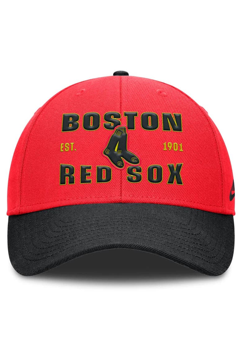 Men's Nike Crimson/Black Boston Red Sox Neon 90s Rise Adjustable Hat, Alternate, color, Crimson