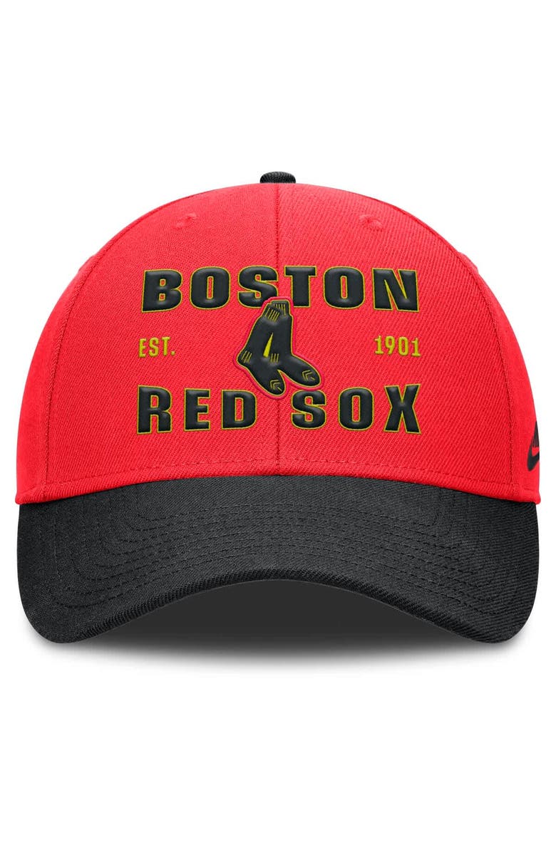 Nike Men's Nike Crimson/Black Boston Red Sox Neon 90s Rise Adjustable Hat, Alternate, color, Crimson