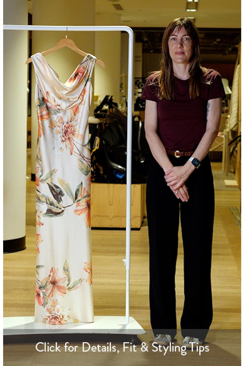 Floral Cowl Neck Satin Gown video
