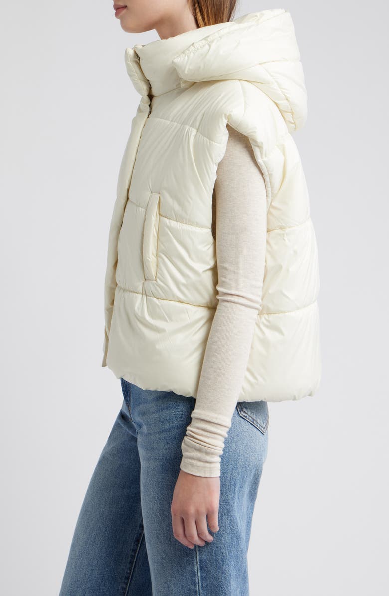 dRA Poppy Hooded Puffer Vest, Alternate, color, Off White