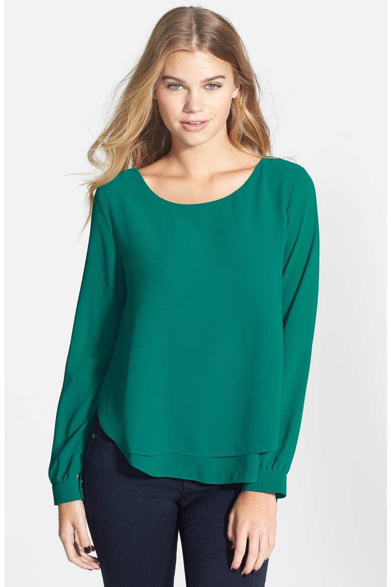 Layered Chiffon Blouse, Main, color, EMERALD
