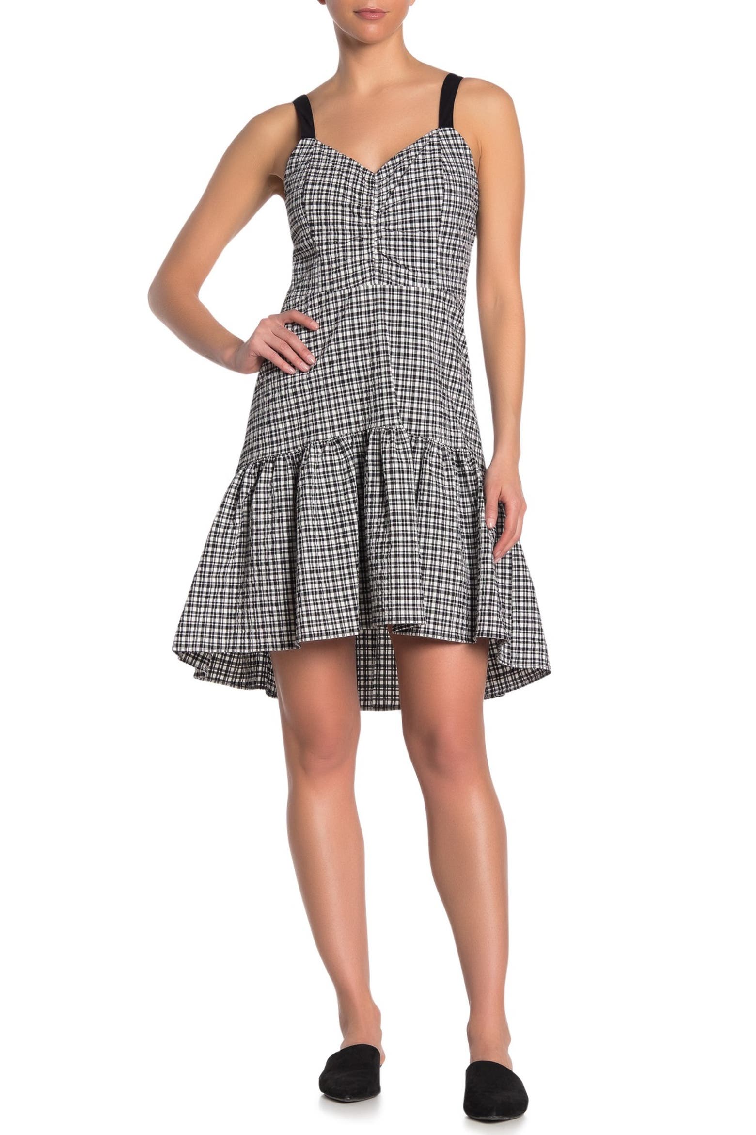 Ruffle Model Parker Gingham Ruffle High/Low Dress (Women) | Nordstromrack