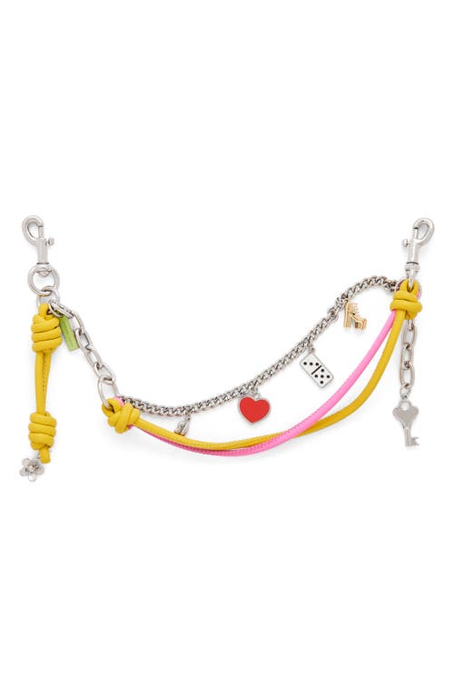 Marc Jacobs Womens Bow Pink Multi The Mini Icon Chain Zinc And Leather Bag Charm In Metallic
