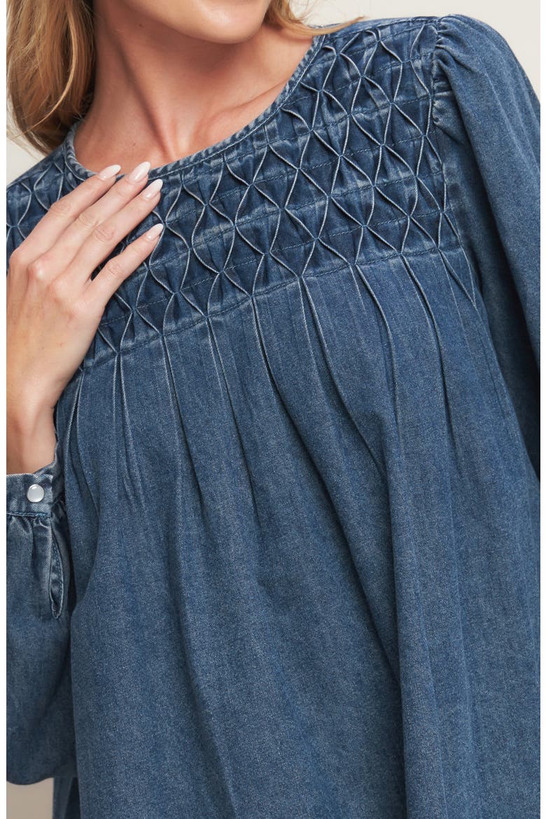 Long Sleeve Denim Minidress, Alternate, color, MEDIUM INDIGO