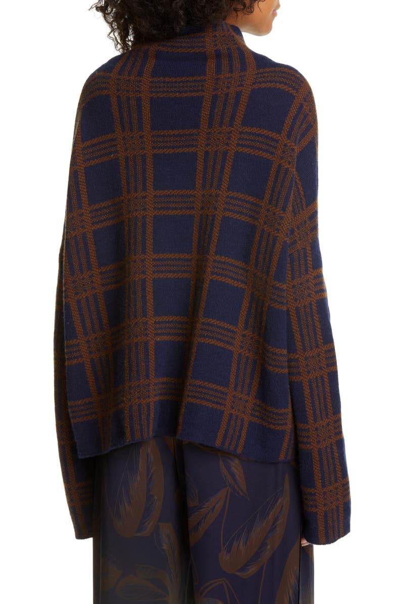 Vince Tartan Plaid Funnel Neck Wool & Cashmere Sweater, Alternate, color,