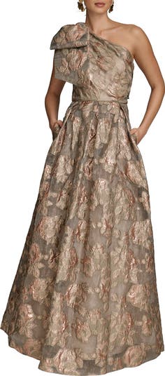 Donna Karan New York One-Shoulder Metallic Jacquard Gown