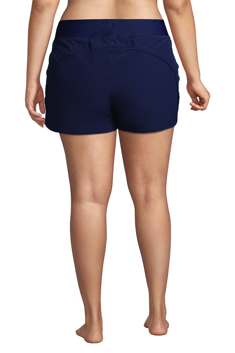 3" Quick Dry Elastic Waist Board Shorts Swim Cover-up Shorts with Panty, Alternate, color, Deep Sea Navy