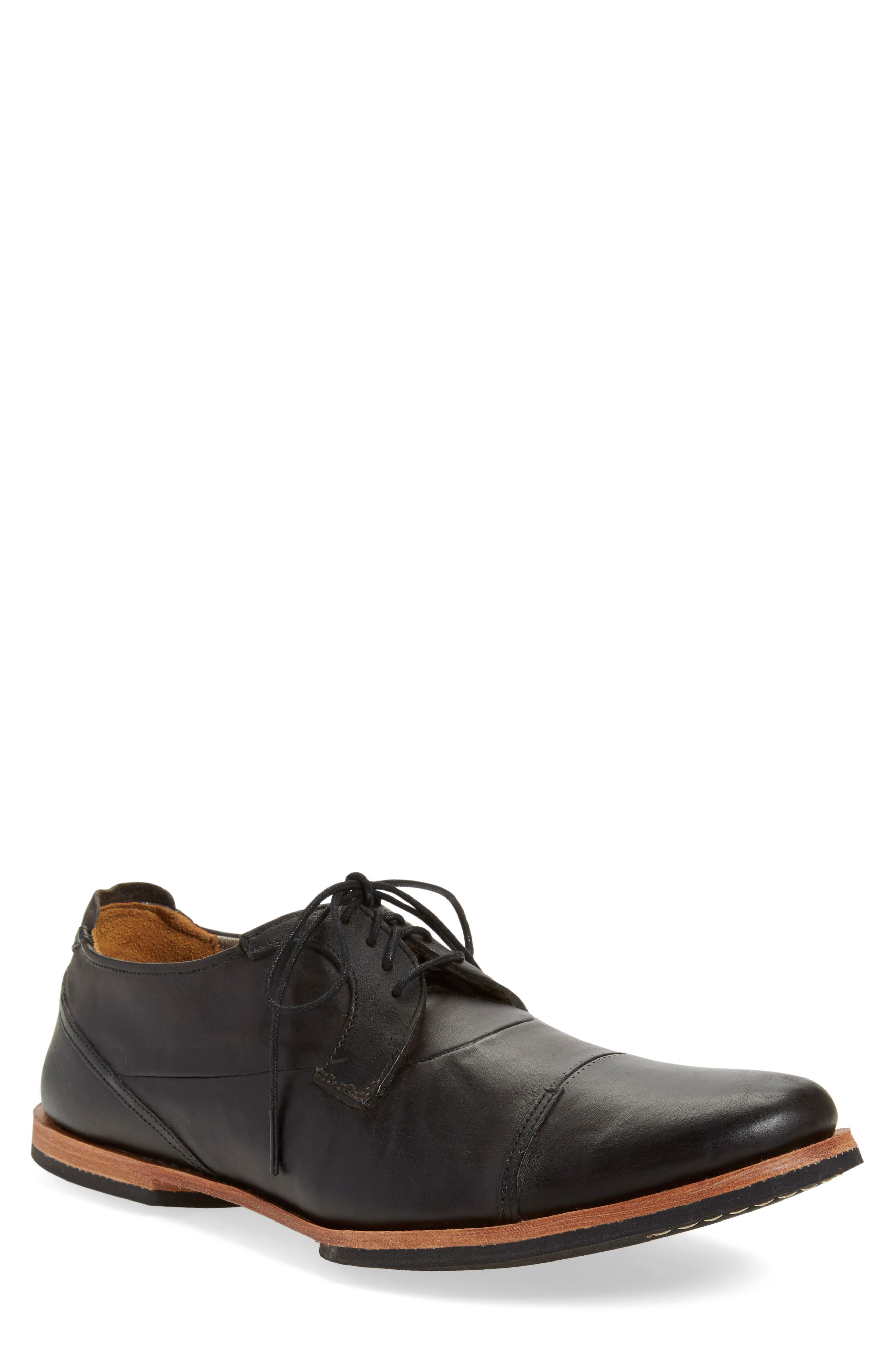 'Wodehouse Lost History' Cap Toe Oxford, Alternate, color, BURNISHED BLACK LEATHER