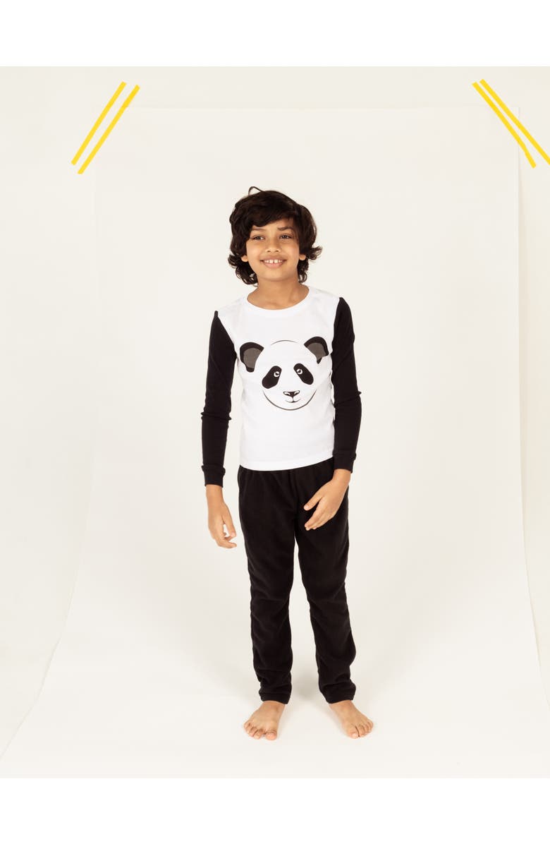 Leveret 2-pc. Cotton Top & Fleece Pants Holiday Pajama Set, Alternate, color, Panda White
