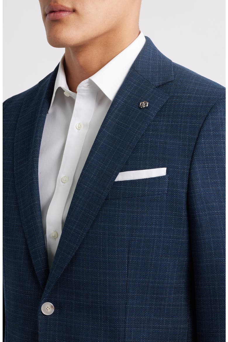 Hutson Slim Fit Slub Dark Blue Plaid Sport Coat, Alternate, color, DARK BLUE