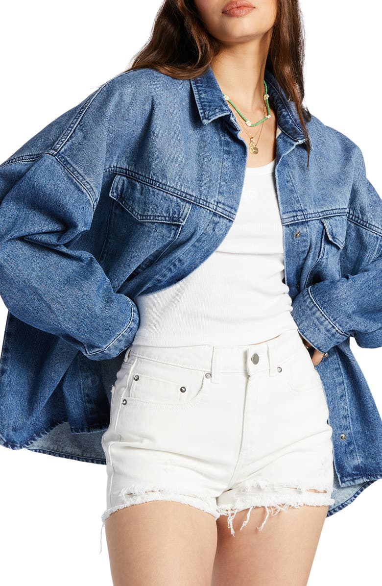 Roxy Main Character Oversize Denim Jacket, Main, color,
