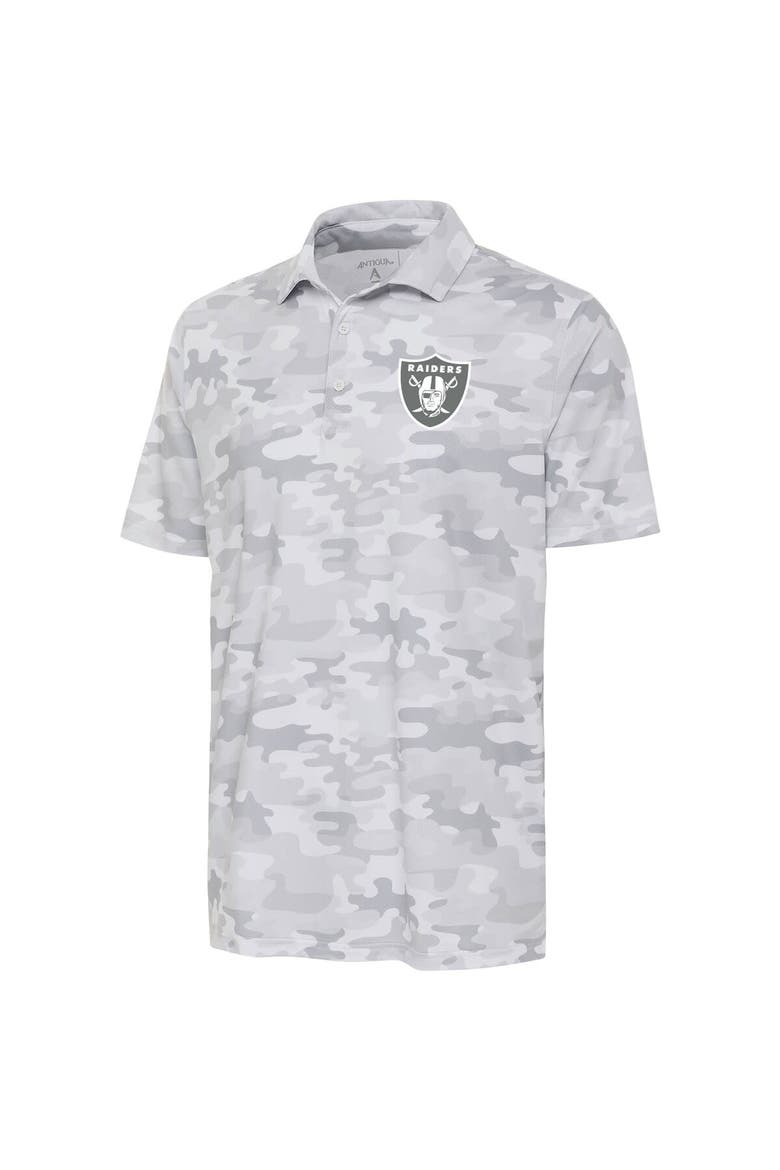 Men's Antigua White Las Vegas Raiders Anthracite Logo Collide Polo, Alternate, color, White