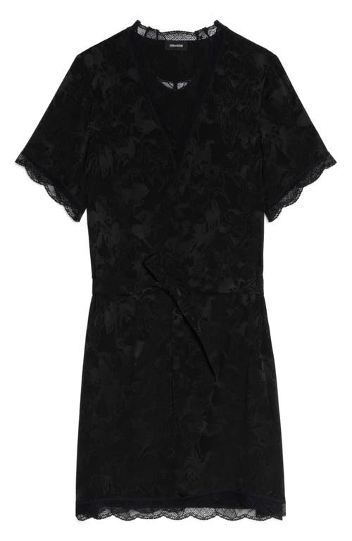 Zadig & Voltaire Rerzo Floral Jacquard Tie Waist Silk Minidress In Black