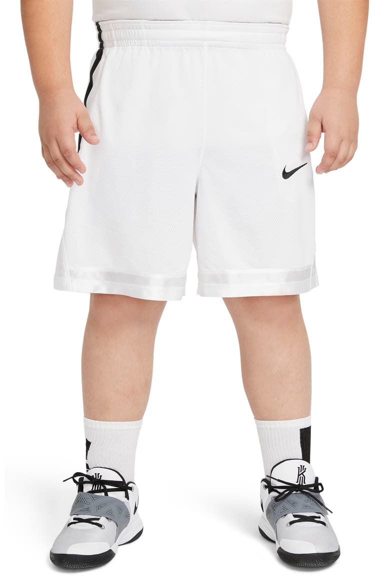 Kids' Elite Basketball Shorts, Alternate, color, WHITE/ BLACK