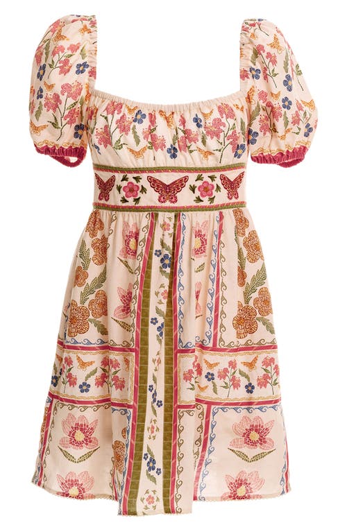 Agua Bendita Fiore Rosal Handmade Mini Dress Multicolor In Multi