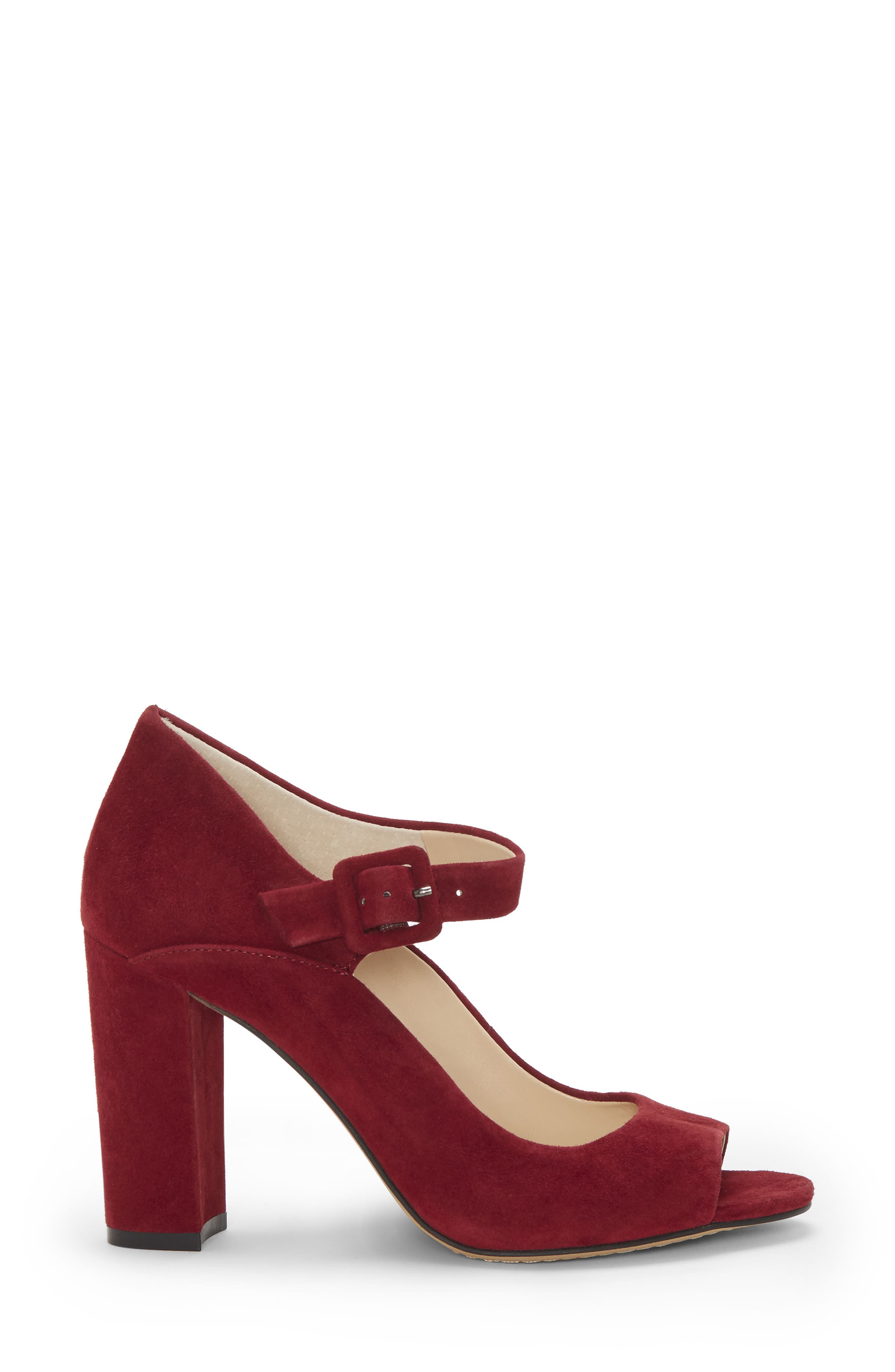 Vince Camuto Selmer Peep-Toe Pump, Alternate, color, Beaujolais Suede