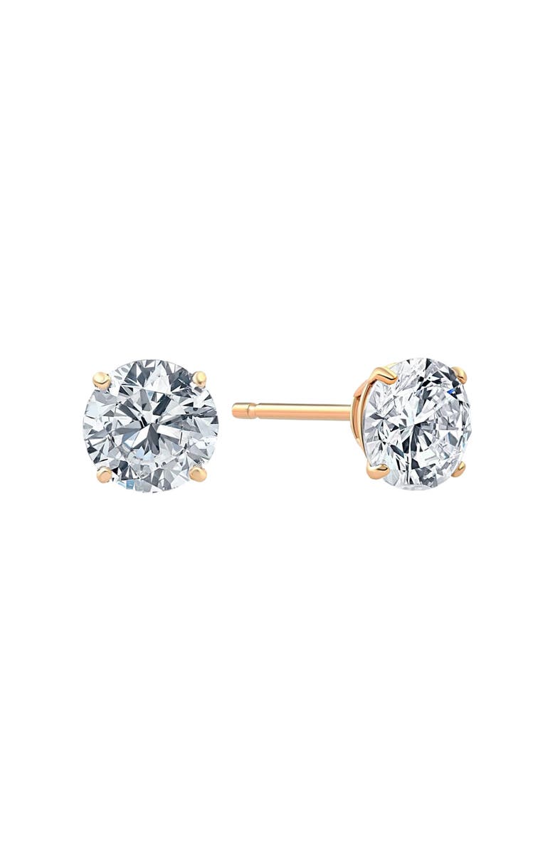 Bliss Diamond .85Ct Round Brilliant Cut Natural Diamond Stud Earrings in 14K Gold Basket Setting, Alternate, color,