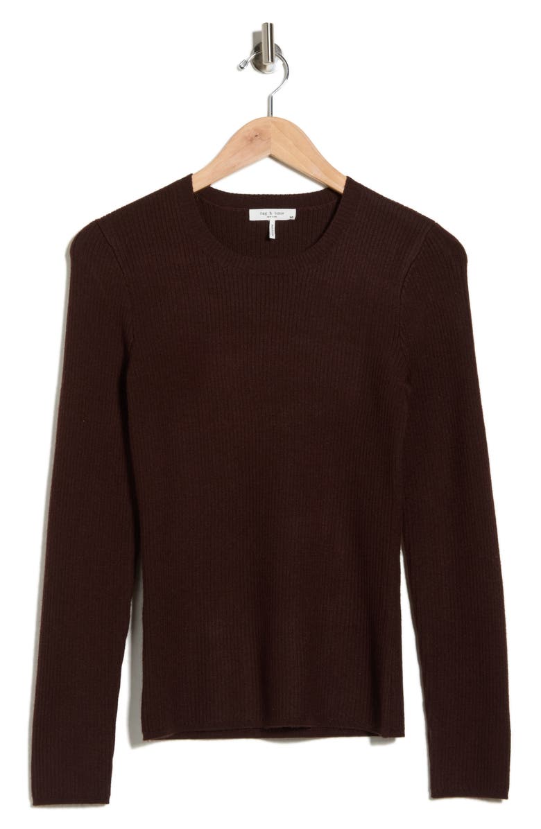 rag & bone Annalise Crewneck Sweater, Alternate, color, Espresso