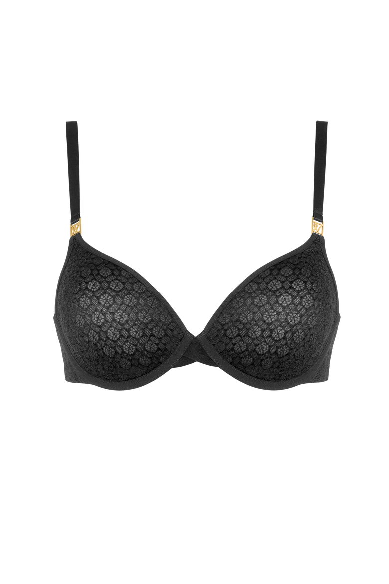 Honeycomb Semi-Demi Balconette Bra, Alternate, color, Black