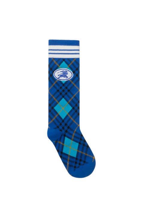 Argyle Check Stretch Cotton Blend Socks