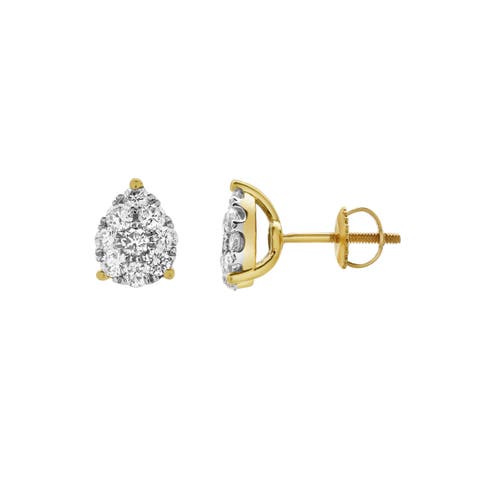 Nova 14K Yellow Gold Cluster Lab Grown Diamond Unisex Earrings - 0.99 Cts