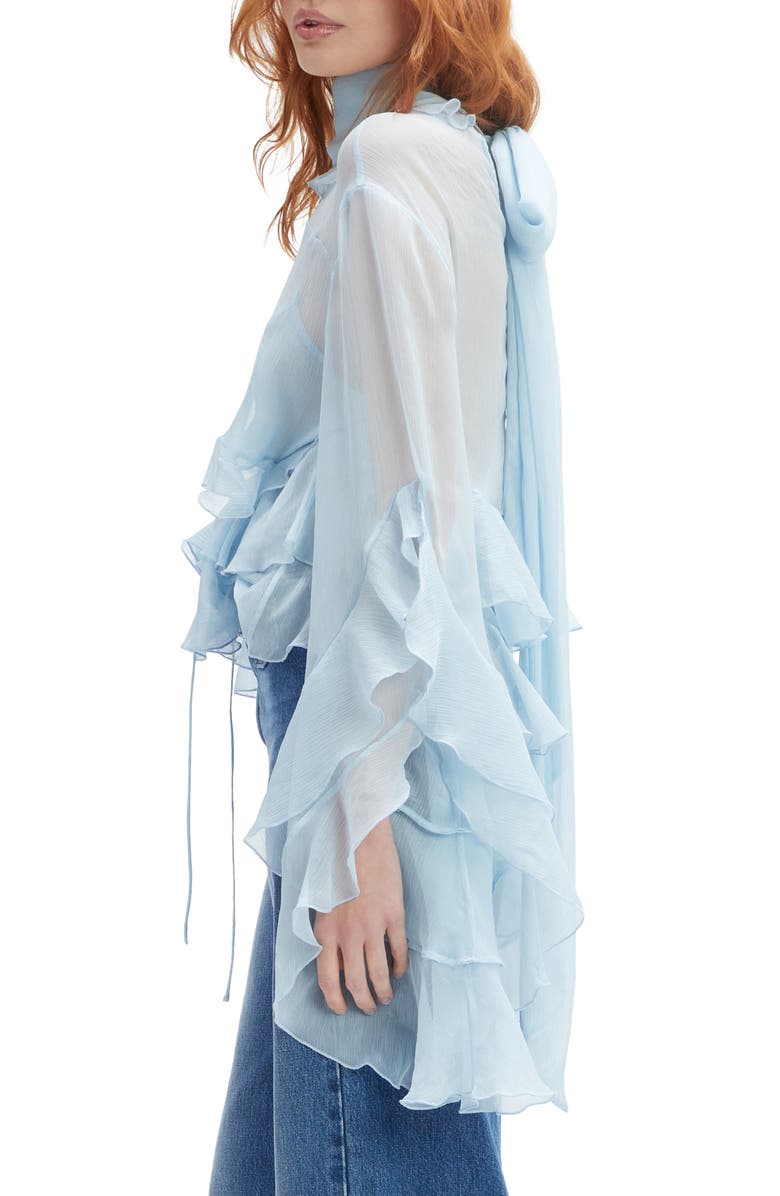 Bardot Anyssa Ruffle Tie Back Top, Alternate, color, Soft Blue