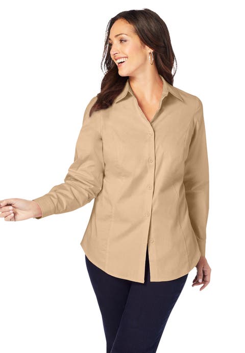 Wrinkle-Free Stretch Poplin Shirt (Plus)