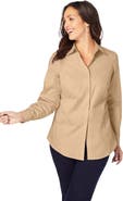 Jessica London Stretch Poplin Button-Down Shirt