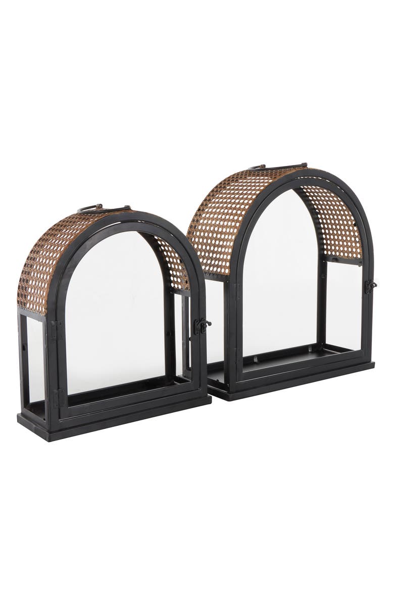 GINGER BIRCH STUDIO Set of 2 Lantern Candleholders, Alternate, color, Black