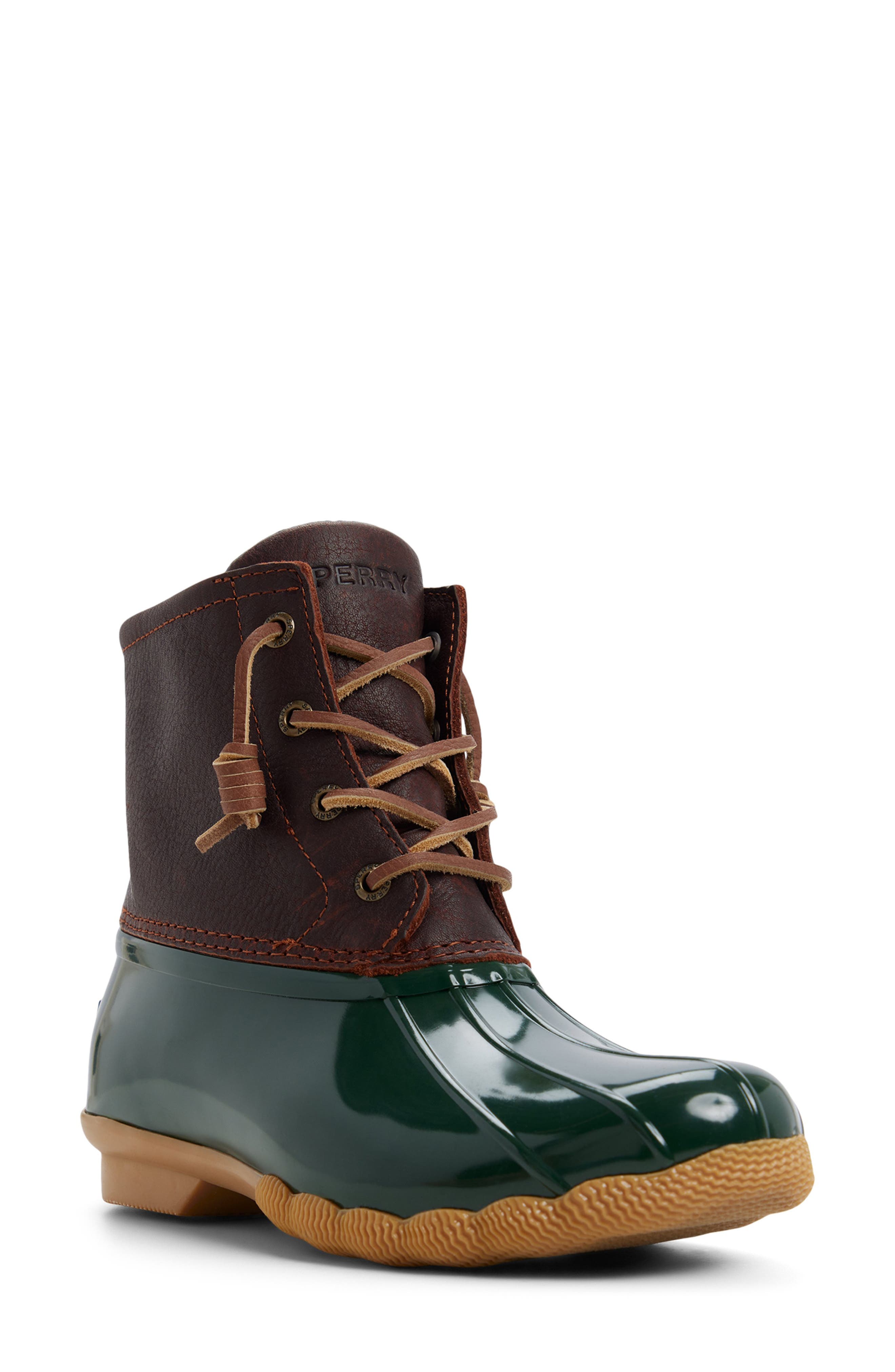 Saltwater Duck Boot, Main, color, GREEN/ BROWN