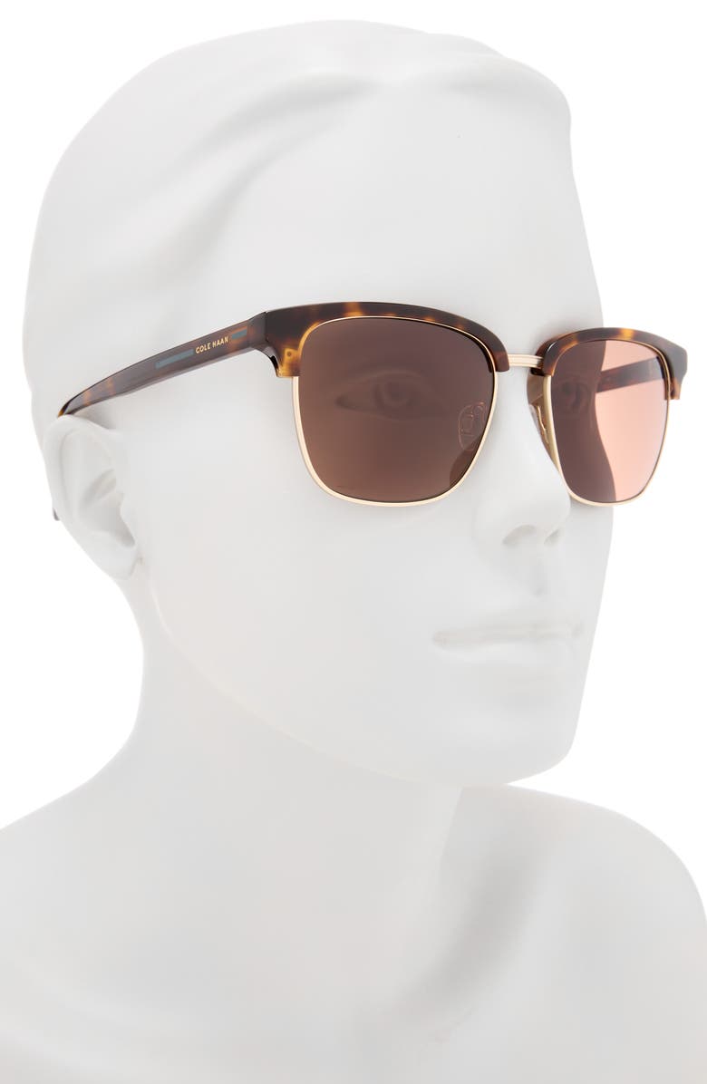 Cole Haan 54mm Browline Sunglasses, Alternate, color, Tortoise