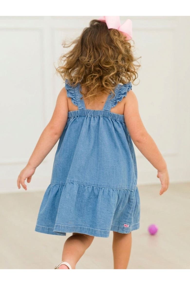 Stretch Denim Flutter Bow Dress, Alternate, color, Light Wash