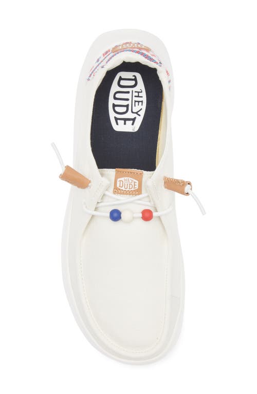 Hey Dude Wendy Peak Baja Stripe Slip-on Moc Toe Shoe In White