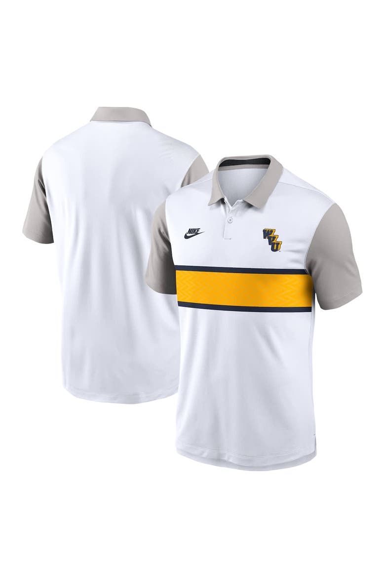 Men's Nike White/Gray West Virginia Mountaineers Athletic Prep Legacy Logo Vapor Performance Polo, Alternate, color, White