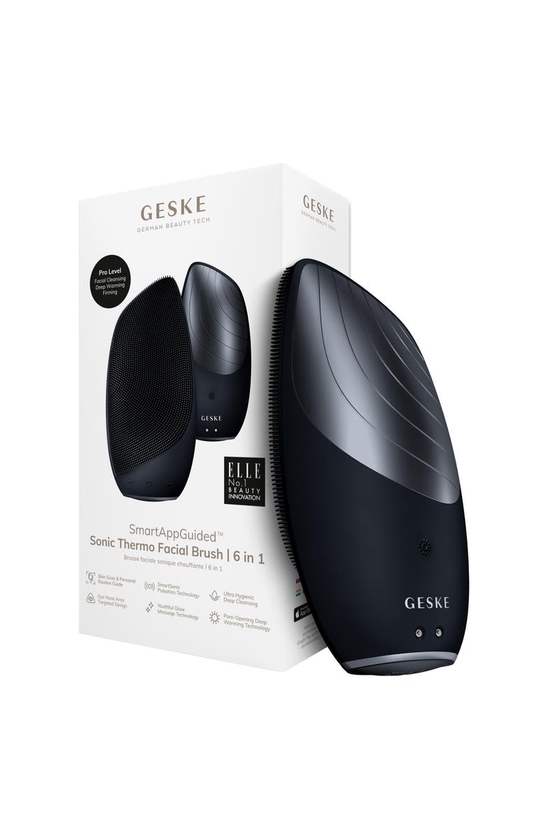 GESKE SmartAppGuided Sonic Thermo Facial Brush | 6 in 1, Main, color, Black