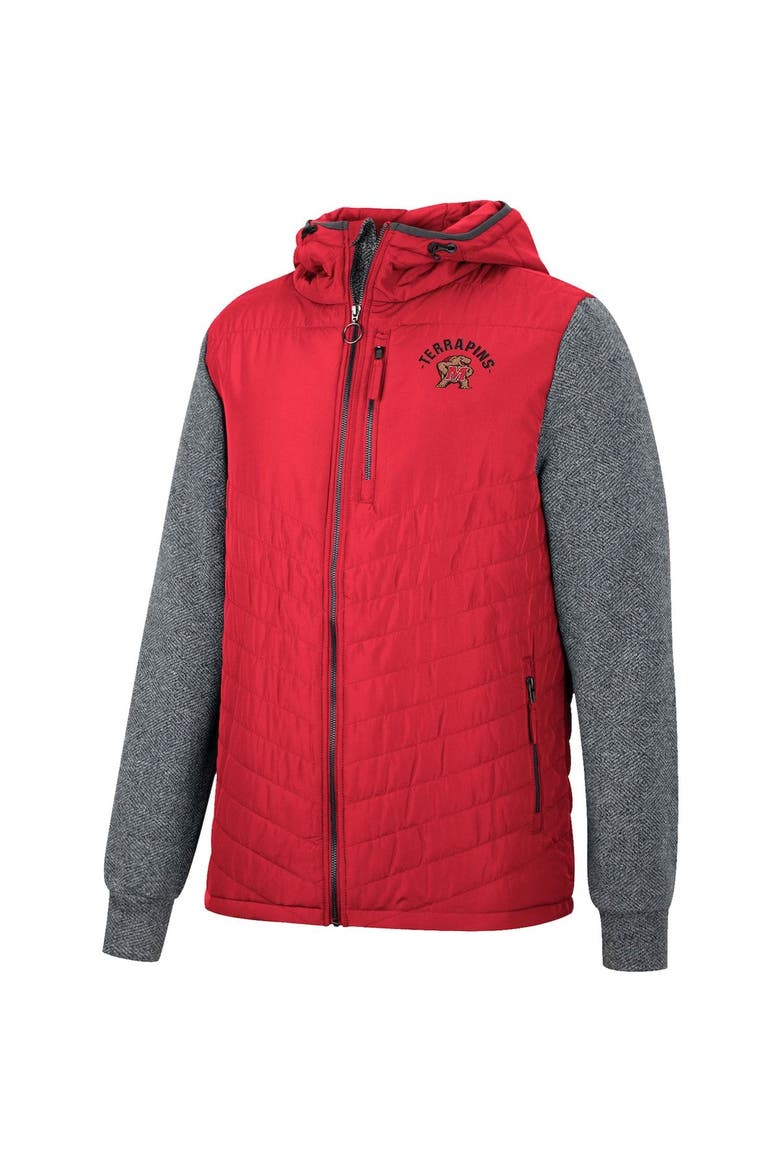 Men's Colosseum Red/Charcoal Maryland Terrapins Course Herringbone Full-Zip Hoodie, Alternate, color, Red