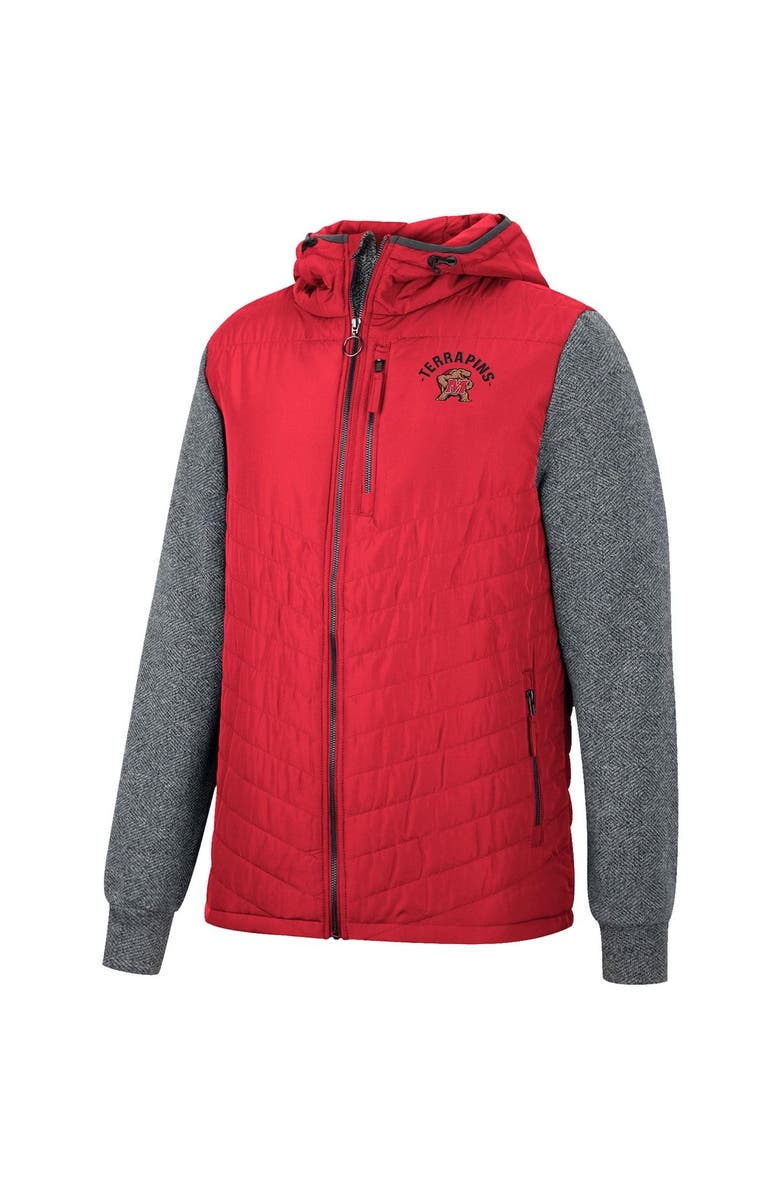 COLOSSEUM Men's Colosseum Red/Charcoal Maryland Terrapins Course Herringbone Full-Zip Hoodie, Alternate, color,