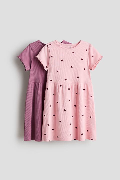 2-pack ribbed cotton dresses