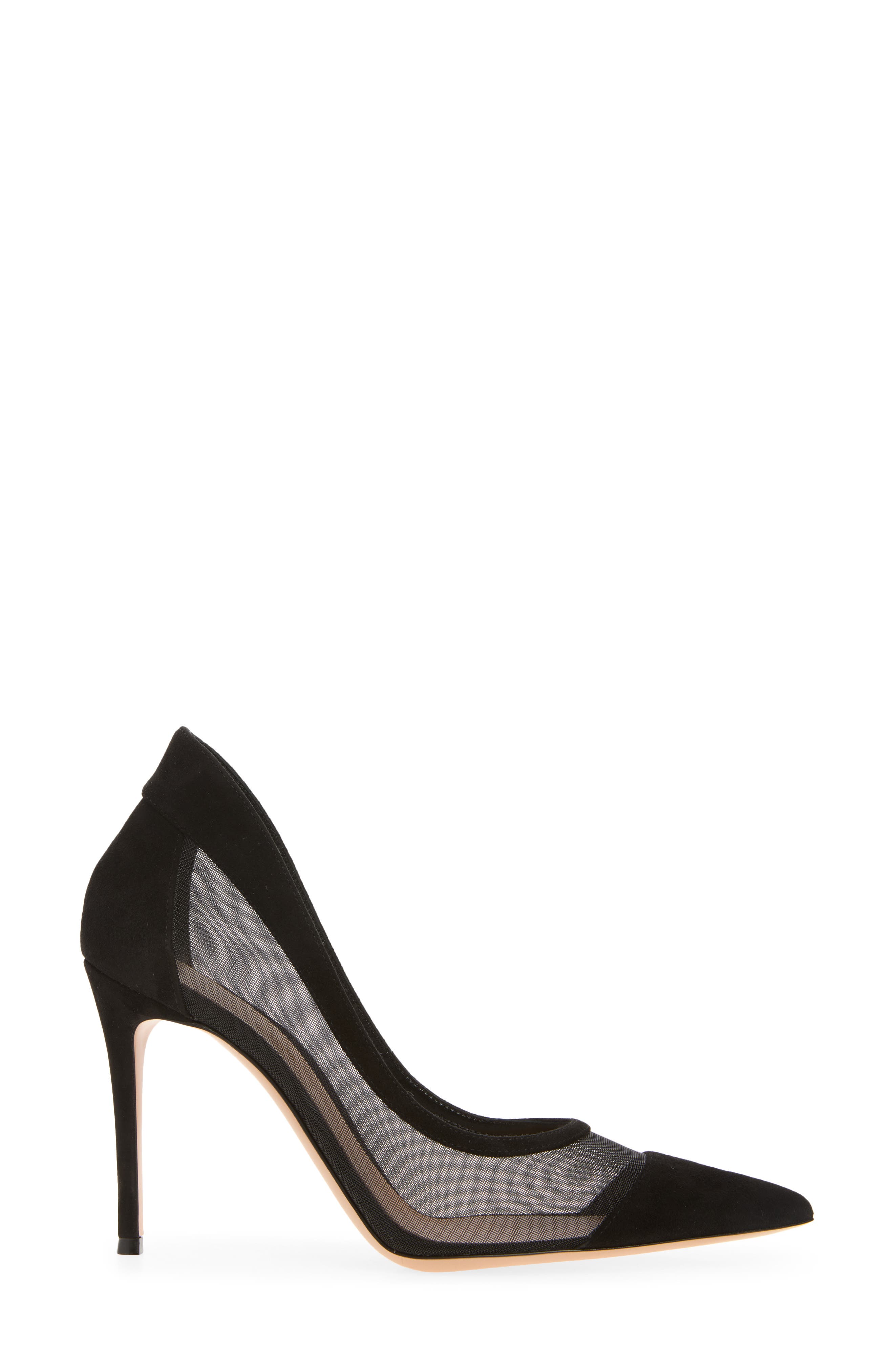 Mesh Pointed Toe Pump, Alternate, color, BLACK