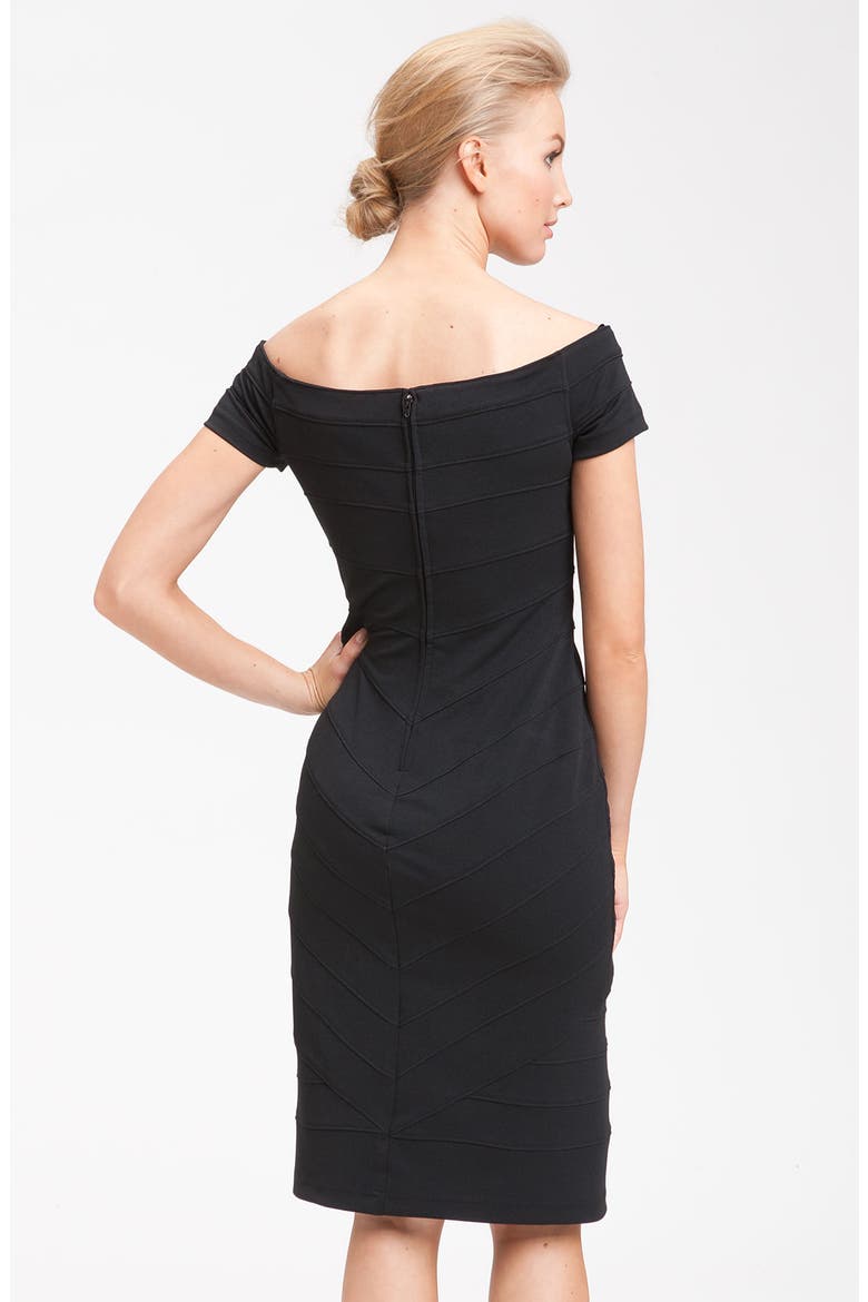 Off Shoulder Bandage Dress, Alternate, color, BLACK