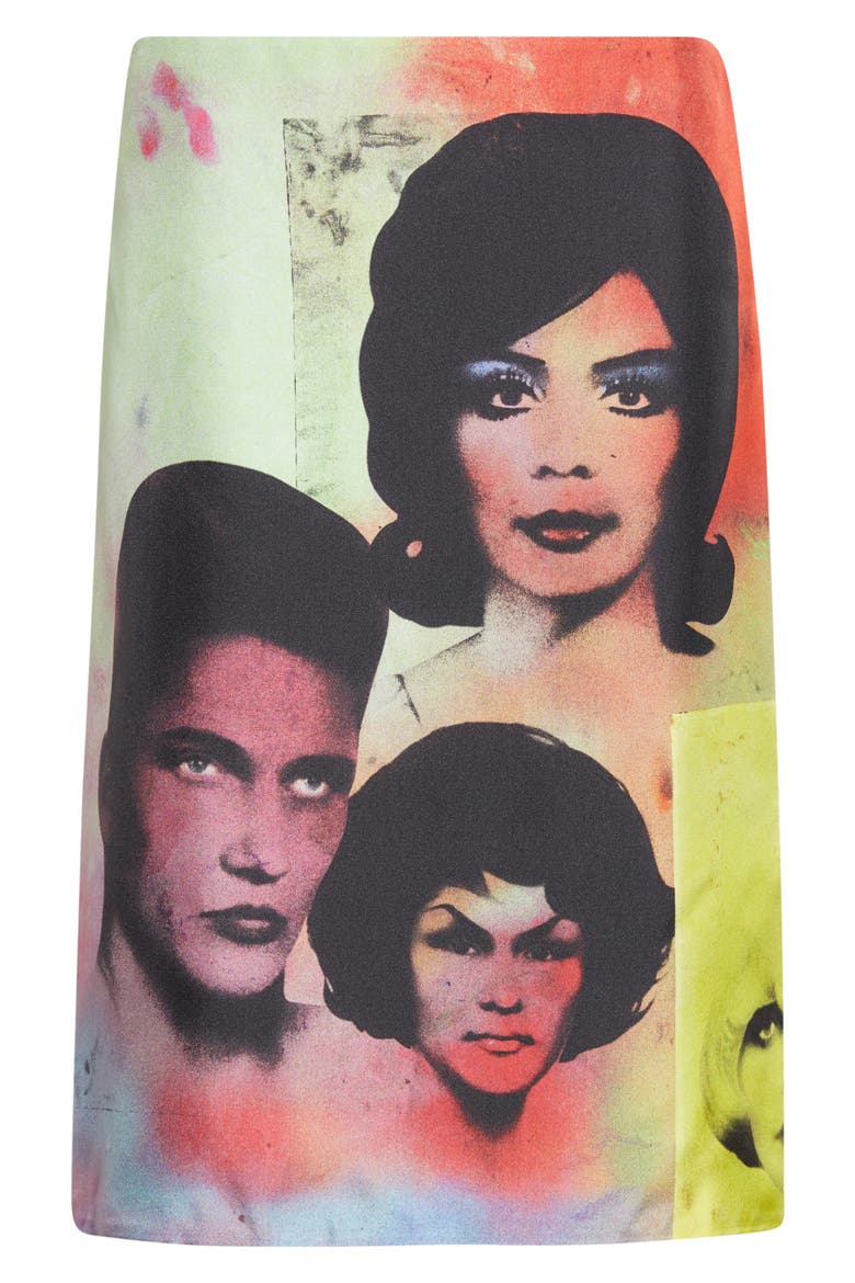Print Silk Twill Pencil Skirt, Alternate, color, MULTICOLOR