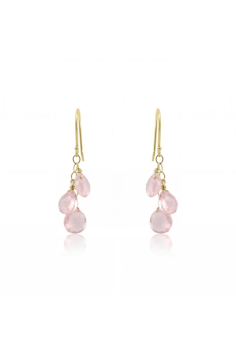 Rose Quartz Bead Dangle Earrings, Alternate, color, Rose Quartz
