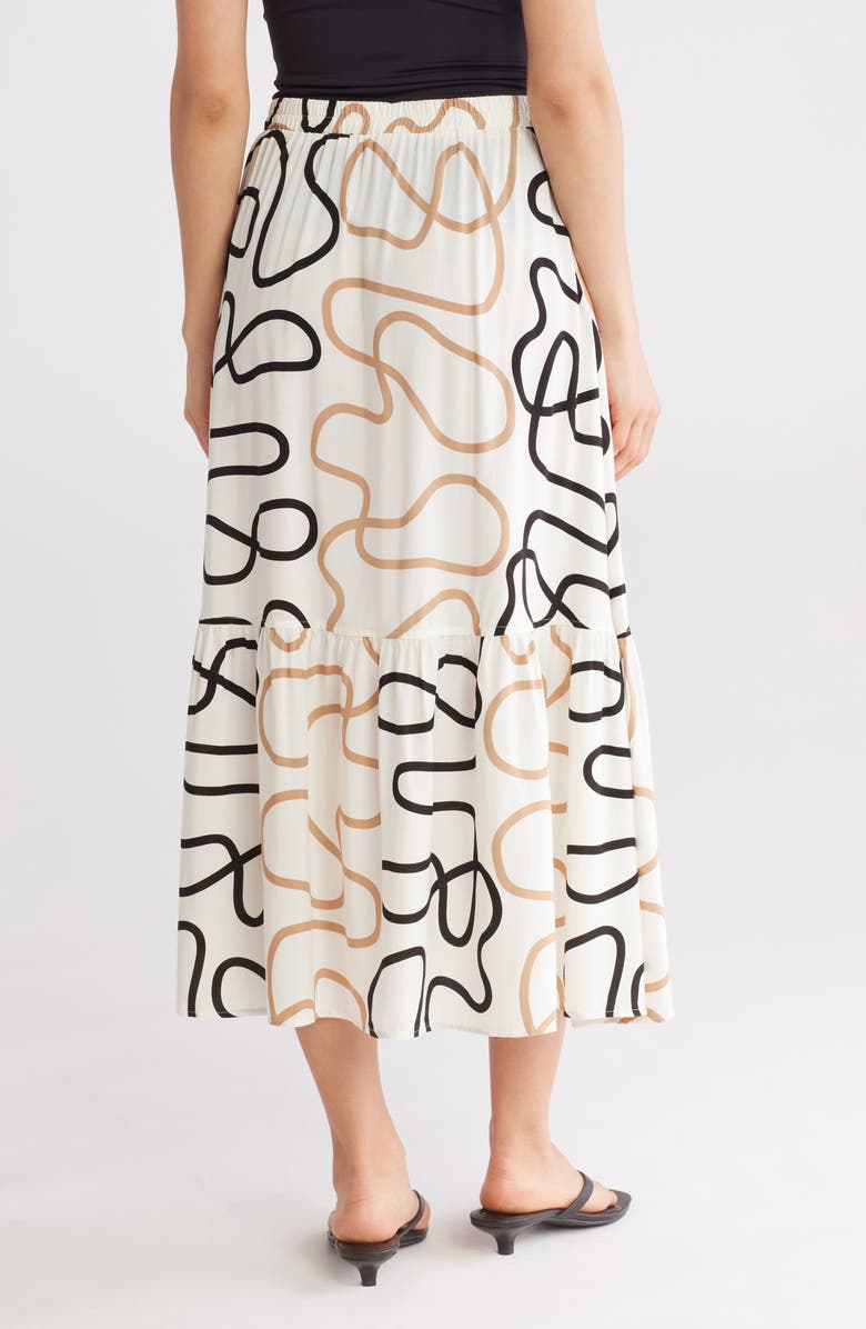 Ellen Tracy Tiered Pull-On Midi Skirt, Alternate, color, Marshmallow Rope